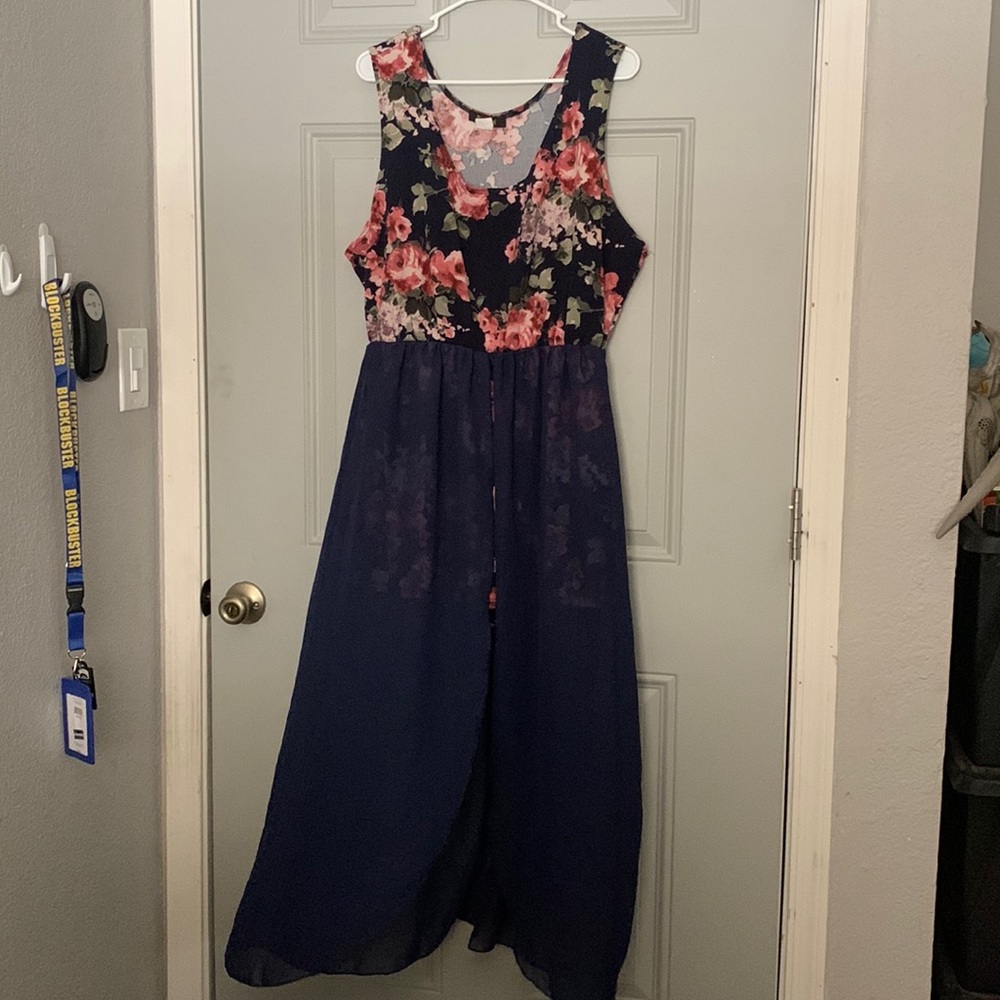 split maxi romper dress with shorts